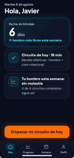 Inicio de DrylandSwim con la racha y el circuito de hoy